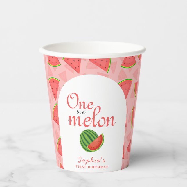 Vasos De Papel Primer Cumpleaños De One In A Melon (Anverso)