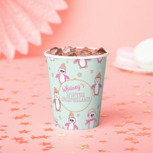 Vasos De Papel primer cumpleaños de penguin winter onederland