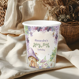 Vasos De Papel Primer cumpleaños de Purple Fairy First Berry