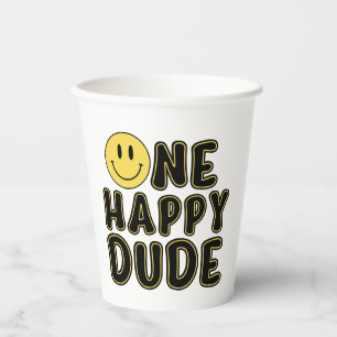 Vasos De Papel Primer cumpleaños de Retro One Happy Dude
