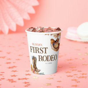 Vasos De Papel Primer cumpleaños de Rodeo Chica Occidental