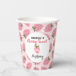 Vasos De Papel Primer cumpleaños de Strawberry Delight