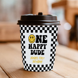 Vasos De Papel Primer cumpleaños de un chico feliz sonriendo cara