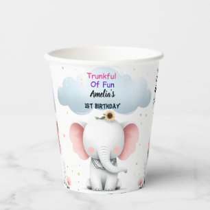 Vasos De Papel Primer cumpleaños de un elefante blanco maderero