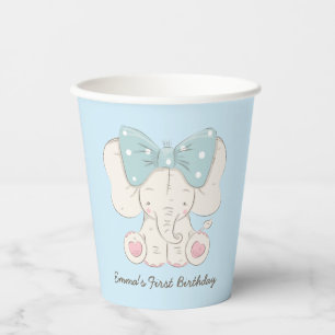 Vasos De Papel Primer cumpleaños de un elefante moderno