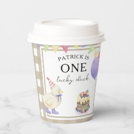 Vasos De Papel Primer cumpleaños de un pato afortunado
