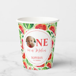 Vasos De Papel Primer Cumpleaños De Una Foto De Melón