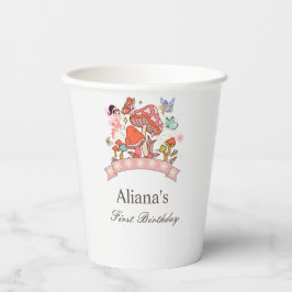 Vasos De Papel Primer cumpleaños de Whimsical Tale Green