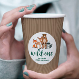 Vasos De Papel Primer cumpleaños del árbol de aves silvestres de