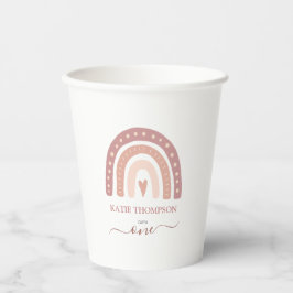 Vasos De Papel Primer cumpleaños del moderno Pastel Rosa Rainbow 