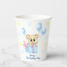 Vasos De Papel Primer cumpleaños personalizado Teddy Bear Boy
