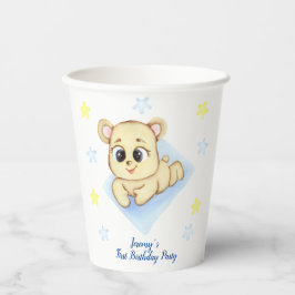 Vasos De Papel Primer cumpleaños personalizado Teddy Bear Boy