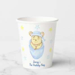 Vasos De Papel Primer cumpleaños personalizado Teddy Bear Boy