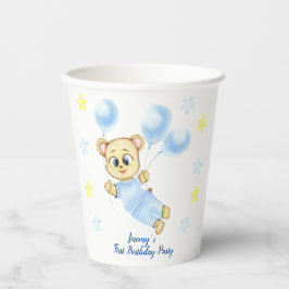 Vasos De Papel Primer cumpleaños personalizado Teddy Bear Boy