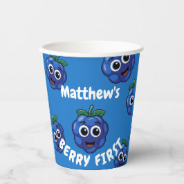 Vasos De Papel Primer niño de cumpleaños Blue Berry 1