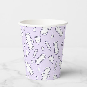 Vasos De Papel Primer periodo Fiesta Purple Cute Tampon Patrón