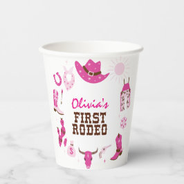 Vasos De Papel Primer Rodeo Pink Western Cowboy Cumpleaños 1