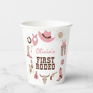 Vasos De Papel Primer Rodeo Pink Western Cowboy Cumpleaños 1