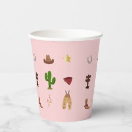 Vasos De Papel Primer Rodeo Rosa Niños Vaqueros Cumpleaños