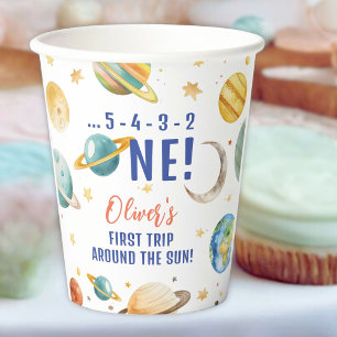 Vasos De Papel Primer Viaje Alrededor Del Sol Cumpleaños Niño 1er