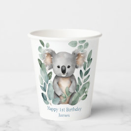 Vasos De Papel Primera acuarela de cumpleaños Koala Bear Cumpleañ