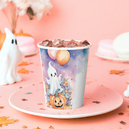 Vasos De Papel Primera celebración de Boo Day - Fantasma y calaba