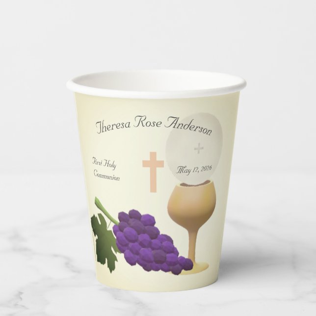 Vasos De Papel Primera Comunión Personalizada  (Anverso)
