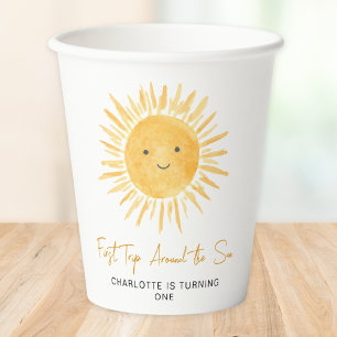 Vasos De Papel Primera Fiesta de Cumpleaños alrededor del Sol par