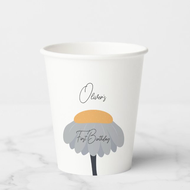 Vasos De Papel Primera fiesta de cumpleaños Chamomile Flower Cute (Anverso)