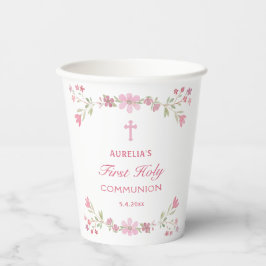 Vasos De Papel Primeras comunidades de flores rosas