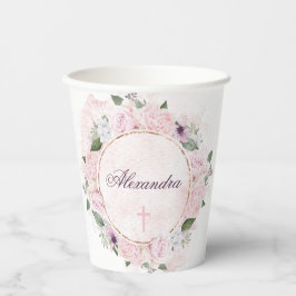 Vasos De Papel Primeras rosas rosadas de la comunión