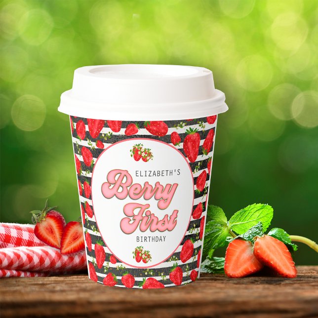 Vasos De Papel Primerísima fresa roja de oro blanco negro moderno (Subido por el creador)