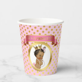 Vasos De Papel Princesa Afroamericana Corona Rosa Oro