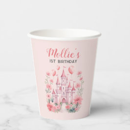 Vasos De Papel Princesa del Castillo Rosa de Cumpleaños del Niño