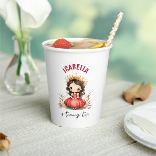 Vasos De Papel Princesa pequeña con vestido rojo