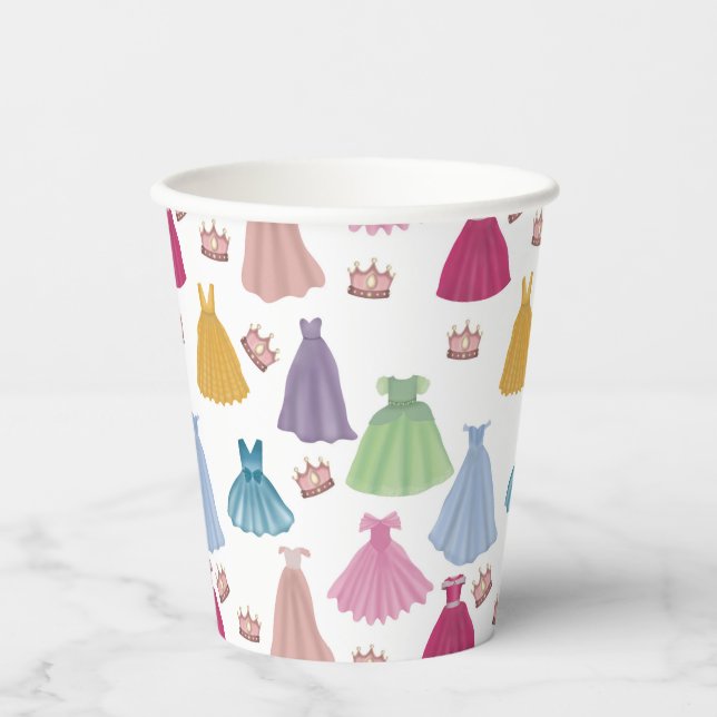 Vasos De Papel Princesa Vestida Patrón De Niñas De Hija (Anverso)
