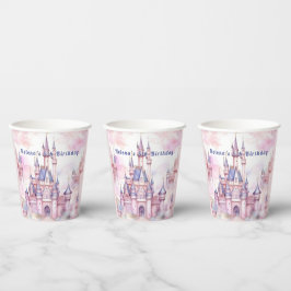 Vasos De Papel Princess Castle Pink Purple