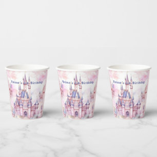 Vasos De Papel Princess Castle Pink Purple