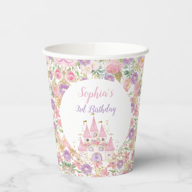 Vasos De Papel Princess Floral Castle (Izquierda)