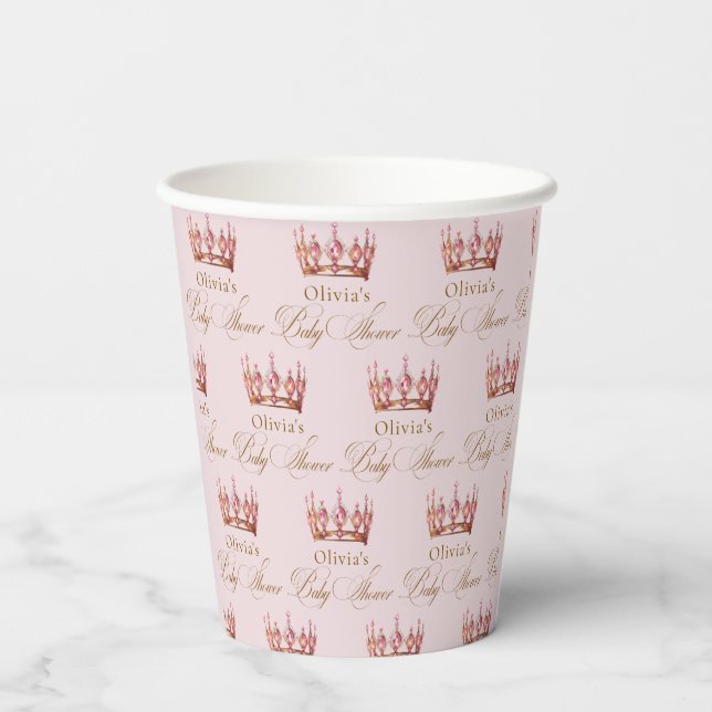 Vasos De Papel Princess Gold Pink Girl Baby Shower (Reverso )