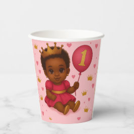 Vasos De Papel Princess Pink & Gold Baby Girl Birthday 