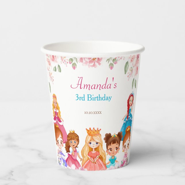 Vasos De Papel Princess Royals Pink Birthday Party tercera tazas  (Reverso )