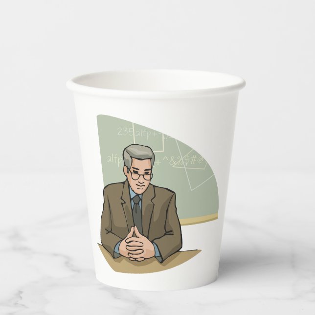 Vasos De Papel Profesor Erudito Hombre Educador Maestro (Anverso)