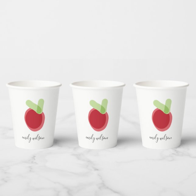 Vasos De Papel Profesora de escuela infantil moderna sacó Apple (Multi)