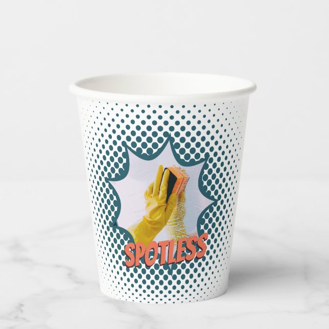 Vasos De Papel Promoción del servicio de limpieza de casas (Anverso)