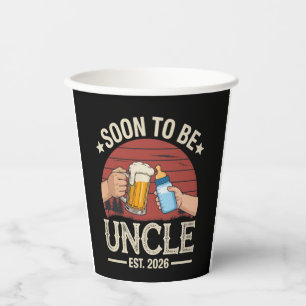 Vasos De Papel Pronto Tío 2026 Anuncio de Embarazo Retro