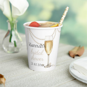 Vasos De Papel Prosecco Perlas agradecimiento elegante para Despe