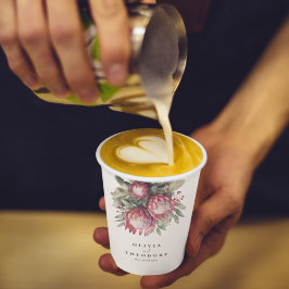 Vasos De Papel Protea nativa acuarela Floral Boho Botánico