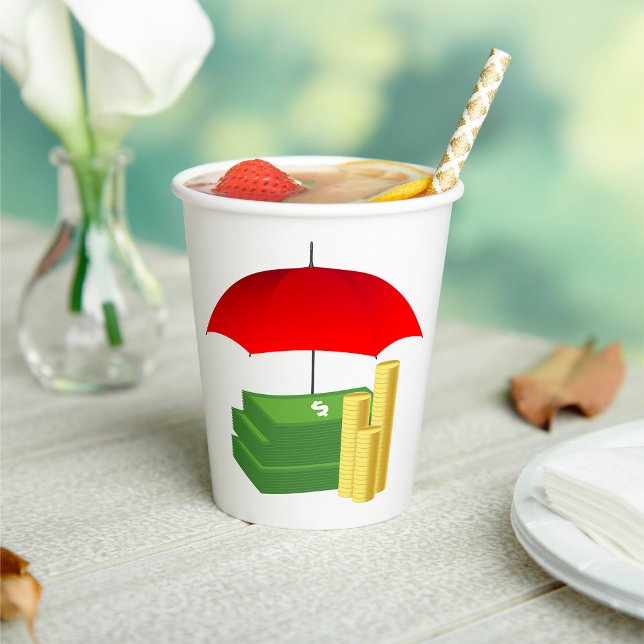 Vasos De Papel Protección de la seguridad financiera con paraguas (Subido por el creador)