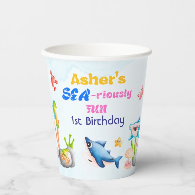 Vasos De Papel Protector Personalizado Reutilizable del Océano Ba (Anverso)